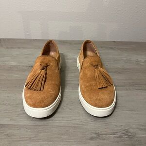 Frye Gemma Suede Tassel Slip on Loafers